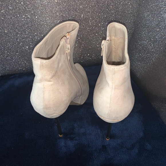 Cream Ankle Booties with Gold Heel - Picture 7 of 11